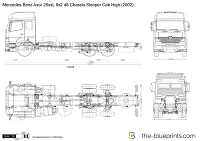 Mercedes-Benz Axor 25xxL 6x2 48 Chassis Sleeper Cab High