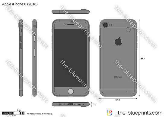 Apple iPhone 8 (11th Gen) Dimensions & Drawings