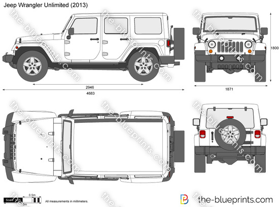 Jeep Wrangler Unlimited JK vector drawing