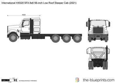 International HX520 SFA 8x6 56-inch Low Roof Sleeper Cab