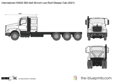 International HX620 SBA 8x6 56-inch Low Roof Sleeper Cab