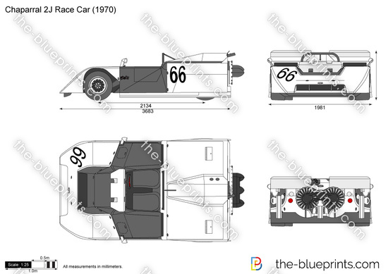 1970 Chaparral 2J CanAm Roadster blueprints free - Outlines