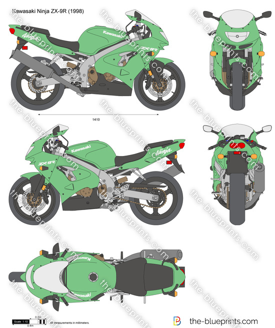 Kawasaki Ninja ZX-9R vector drawing