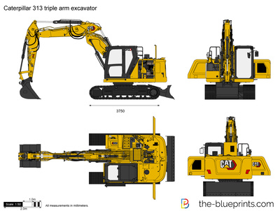 Caterpillar 313 triple arm excavator