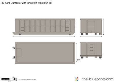 30 Yard Dumpster 22ft long x 8ft wide x 6ft tall