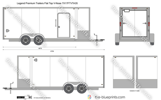 Legend Premium Trailers Flat Top V-Nose 7X17FTVTA35