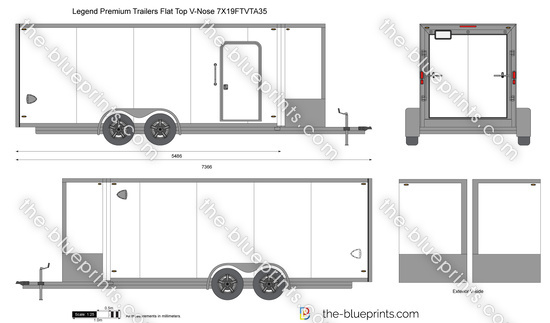 Legend Premium Trailers Flat Top V-Nose 7X19FTVTA35